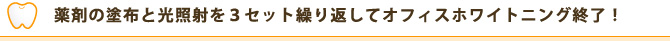 薬剤の塗布と光照射を３セット繰り返してオフィスホワイトニング終了！