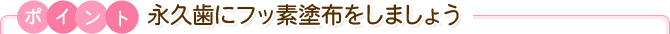 ポイント 永久歯にフッ素塗布をしましょう